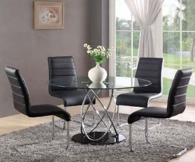 Marseille Glass Dining Table With 4 Dining Chairs Black